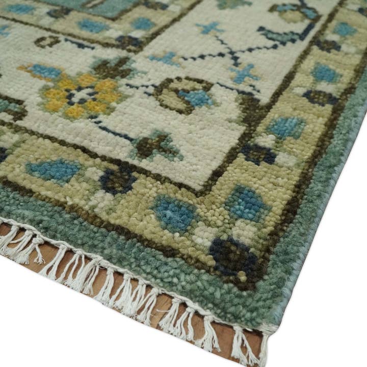 The Rug Decor, Inc. – Großhandel Teppichvorleger – Handgeknüpfter Persischer Teppich Heriz Serapi aus Wolle, Traditionelles Vintage-Design in Blau und Elfenbein, Größen 5x8 bis 12x15 | TRDCP5998104