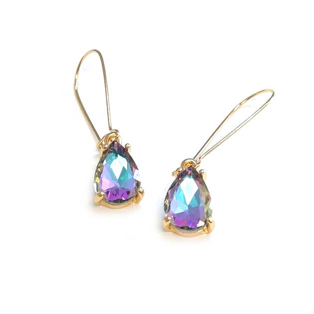 StarryNYC - Wholesale Dangle Earrings - Midi Size Teardrop 5A Grade Glass Drop Kidney Wire Earrings10