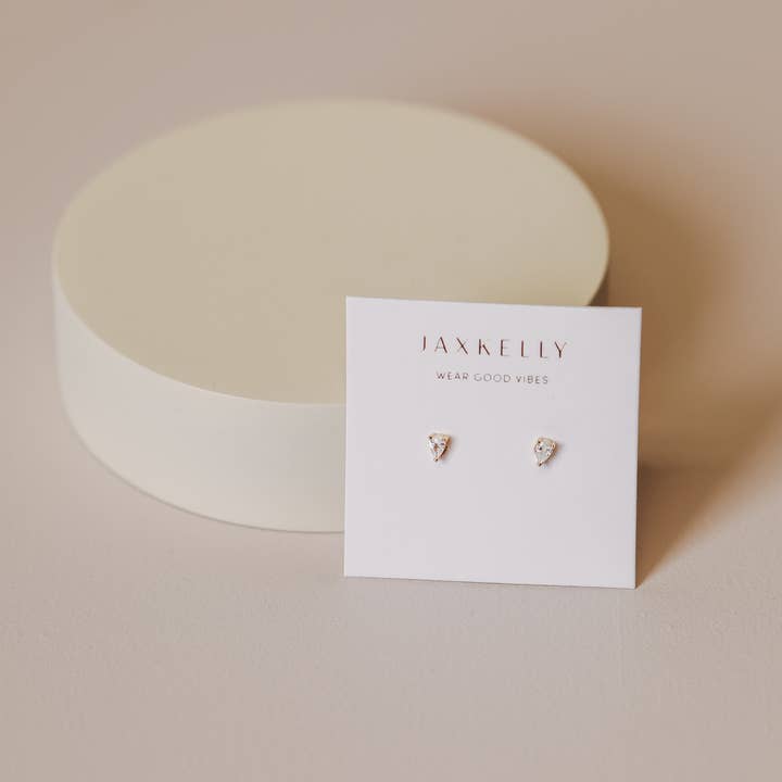 JaxKelly - Wholesale Stud/Post Earrings - Teardrop - White CZ - Earrings3