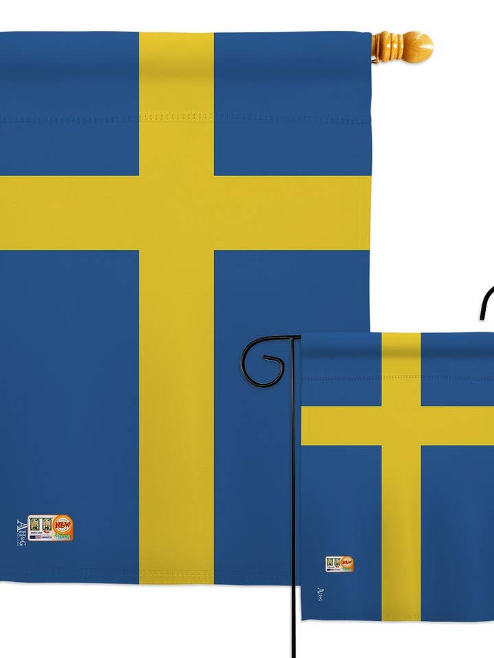 Flag Sweden Garden House 2-Sided Home Décor Yard Banner for wholesale by Two Group Flag Co