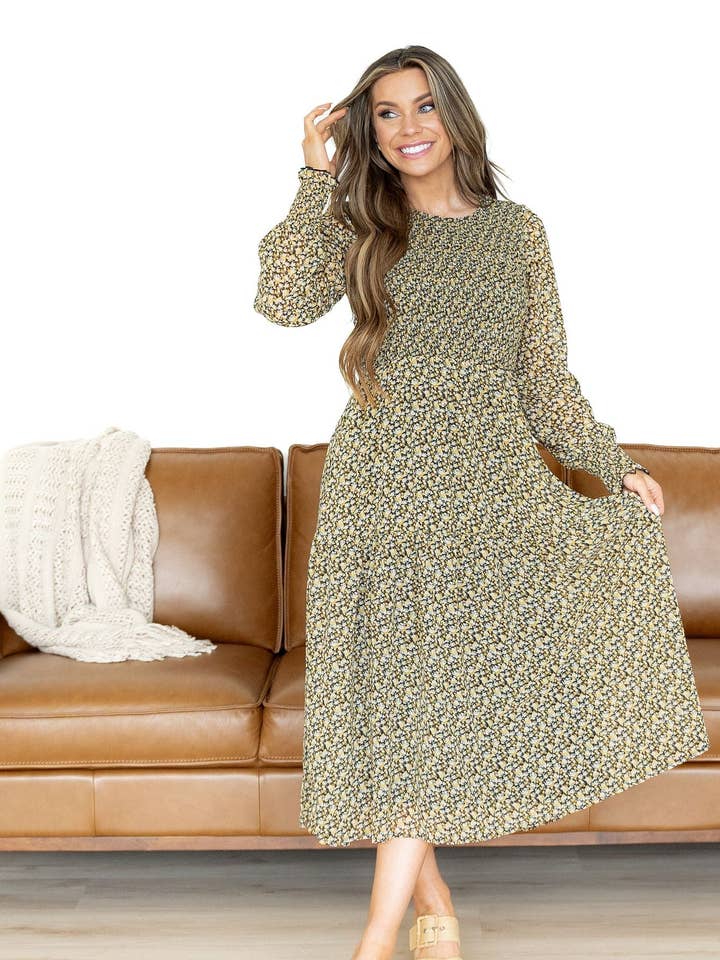 Estelle Dress - Black/Yellow for wholesale by Indie & Co. | Women's Apparel