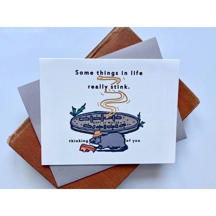 "Some Things Stink" Sewer Rat Sympathy Card for wholesale by HEI LO CARDS