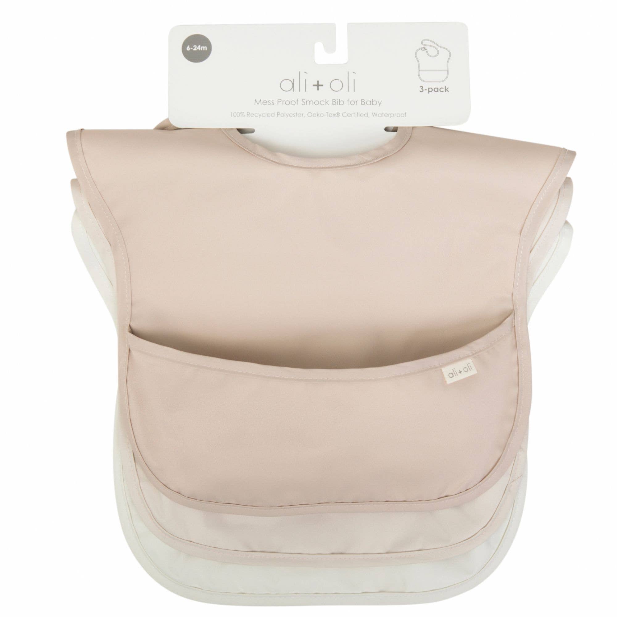 Ali+Oli - Wholesale Baby Bib - Baby - Sleeveless (3-pc) Smock Bib Set for Baby & Toddler (Neutral)1