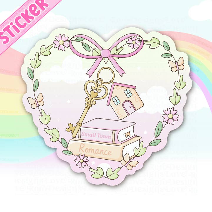 Autocollant cœur de trope de romance de petite ville pour Kindle pour la vente par RoroDesignsLove