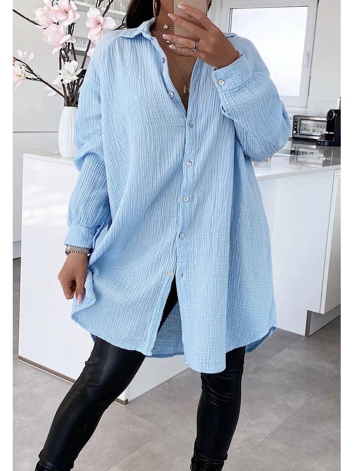 ESTEE BROWN - Wholesale Button Down Shirt - Women's - Cotton gauze shirt dress - 75565