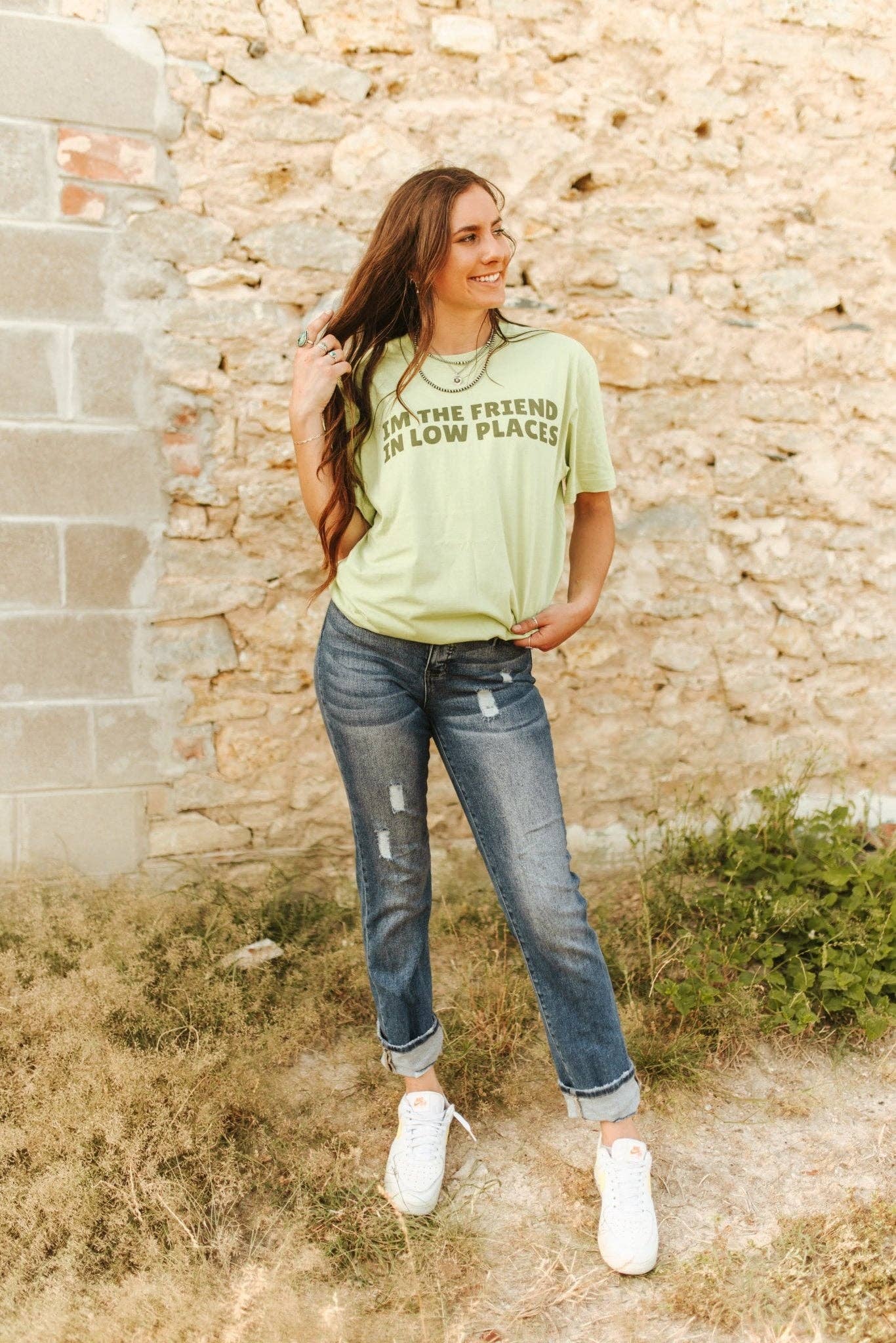 Pistachio The Friend In Low Places Graphic Tee for wholesale on Faire3