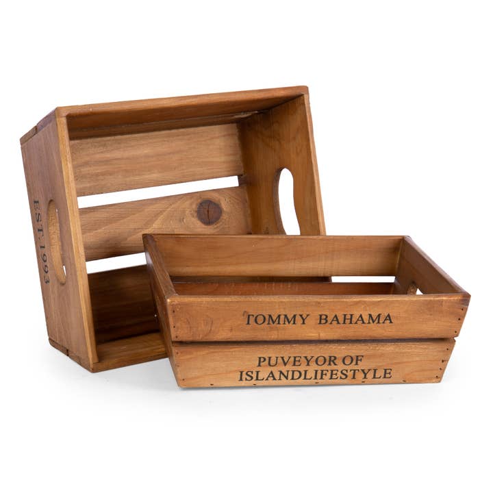 Set of 2 Wood Crates w/Logo for wholesale by Willow Group
