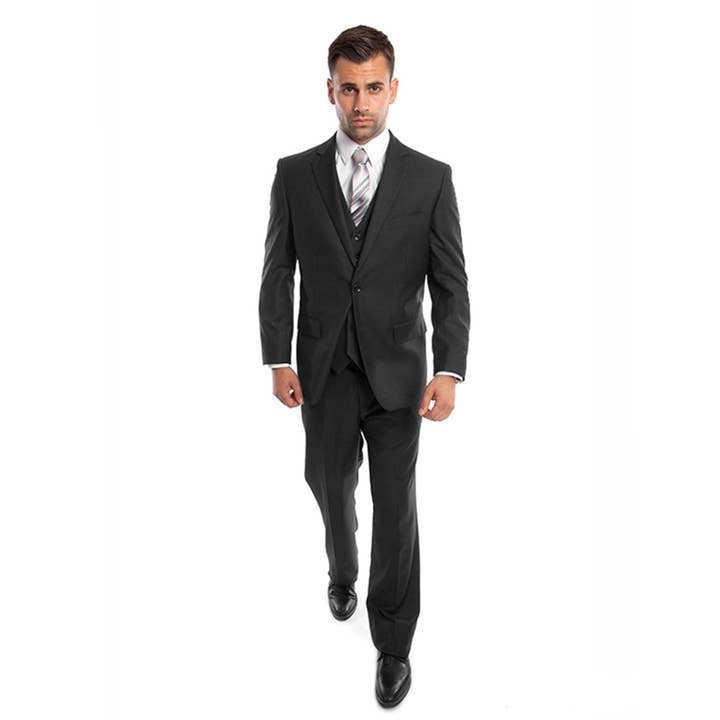 Mens Suits, 3-PC Modern Fit,Black for wholesale by Suits America