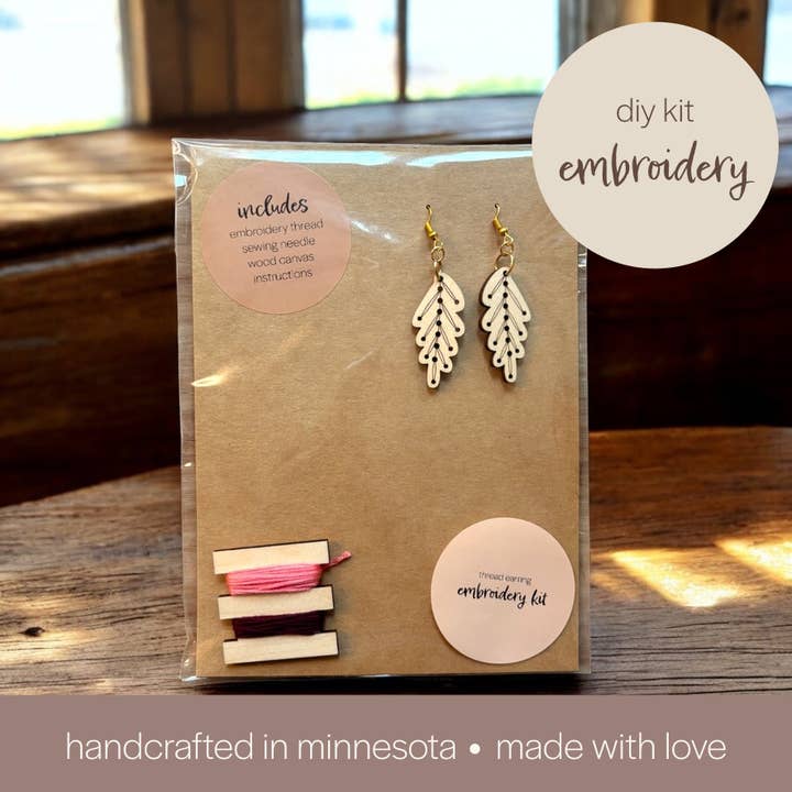 Boho Leaves DIY Embroidery Kit for wholesale by Lizabell Studio