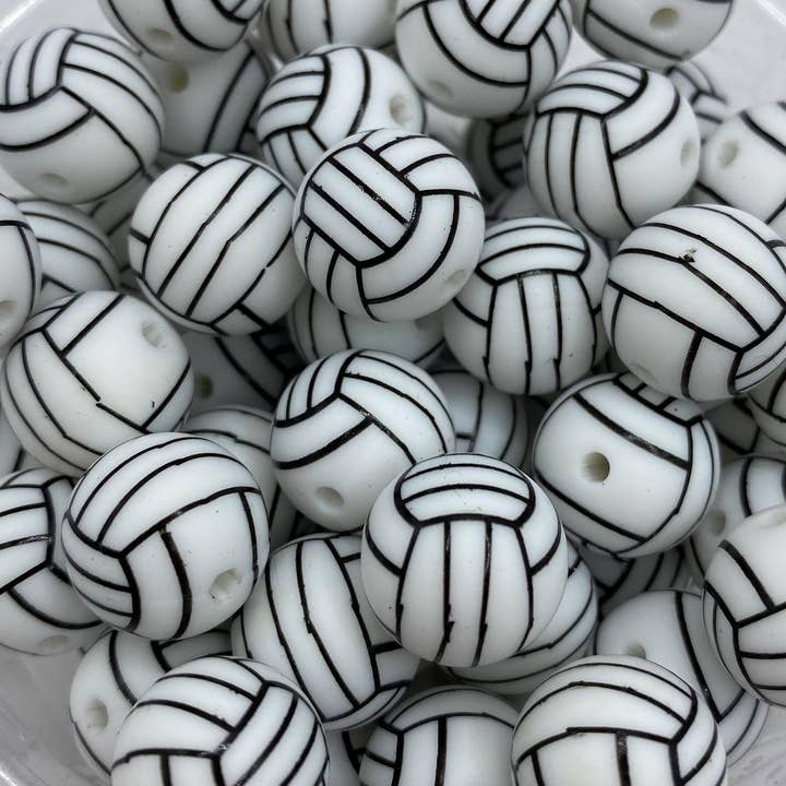 ASAP Craft Supplies - Wholesale Beads - 10 Volleyball Pattern Silicone Beads - 15mm
