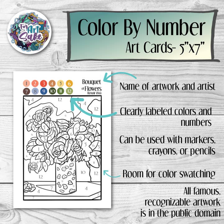 For Art Sake Stickers - Wholesale Art Set - Kids & Baby - Mona Lisa- Leonardo Da Vinci: Color By Number Art Card1