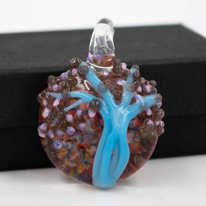 Cherry Blossom Glass Pendant Necklace for wholesale by Boise Art Glass