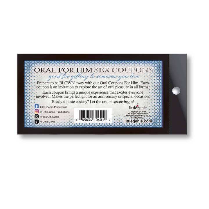 Little Genie Productions - Wholesale Sex Toy - Oral Sex for Him Coupon Book