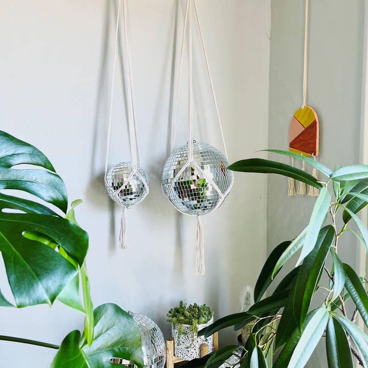 Dapper House Menagerie - Wholesale Hanging Planter - Macrame Hanging Planter with Disco Ball - Donna9