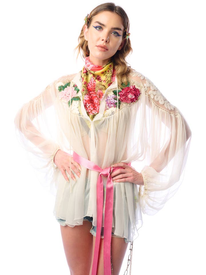 ivory Amora Chiffon Hand - Embellished Blouse / Top for wholesale on Faire7