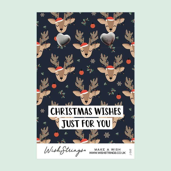 Pendientes con forma de corazón con diseño de reno navideño en cartulina para venta al por mayor de WishStrings