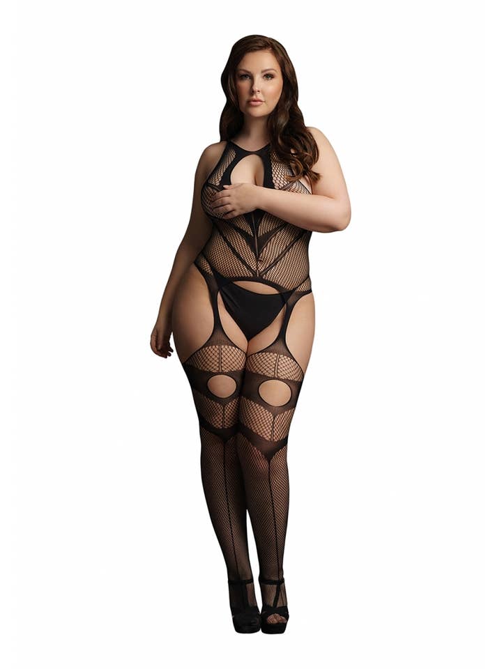 Black Suspender Bodystocking for wholesale on Faire