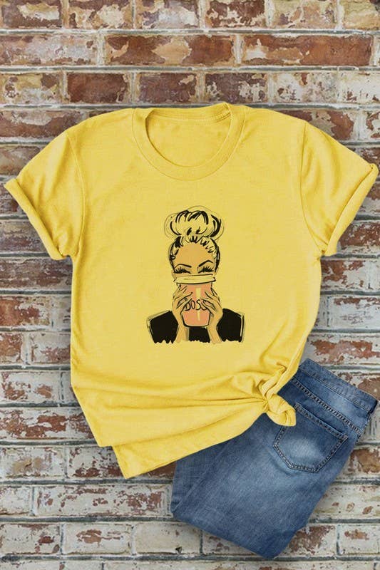 Top Avenue – wholesale Screen printed t-shirt – Women′s –  Boss Lady Drinking Coffee, Unisex Round Neck T-Shirt3