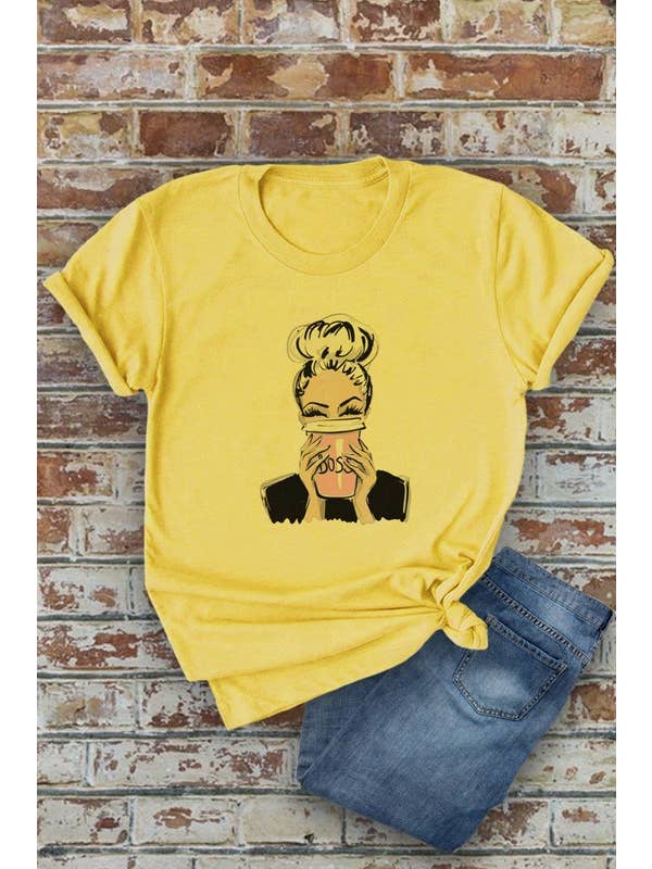 Top Avenue – wholesale Screen printed t-shirt – Women′s – Boss Lady Drinking Coffee, Unisex Round Neck T-Shirt3