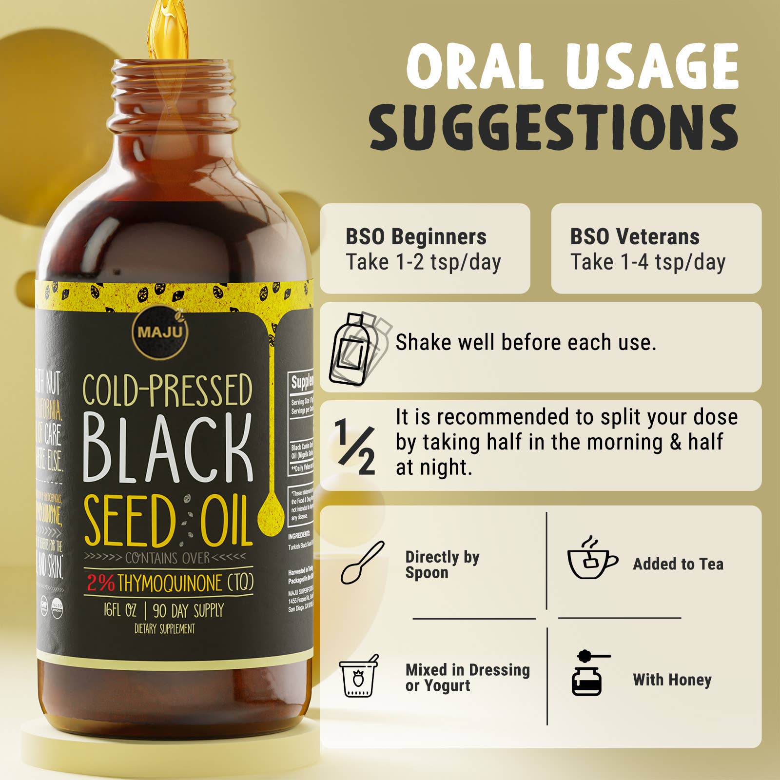 Maju Superfoods - Wholesale Oral Supplement/Vitamin - MAJU Black Seed Oil (16oz)7