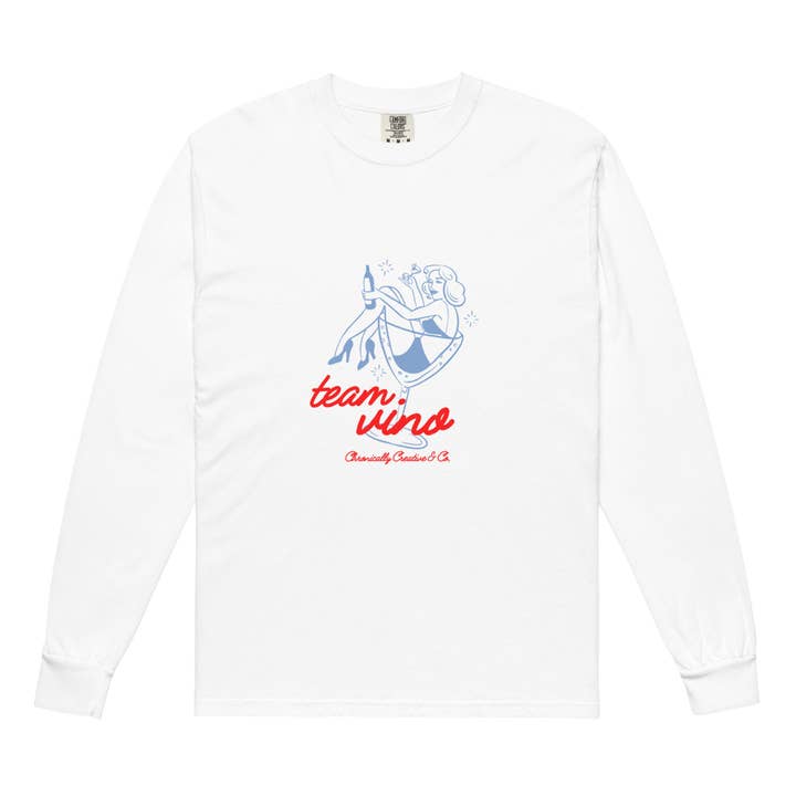 „Team Vino“ langærmet T-shirt fra Chronically Creative & Co. - Sip in Style for engroshandel hos Chronically Creative & Co.
