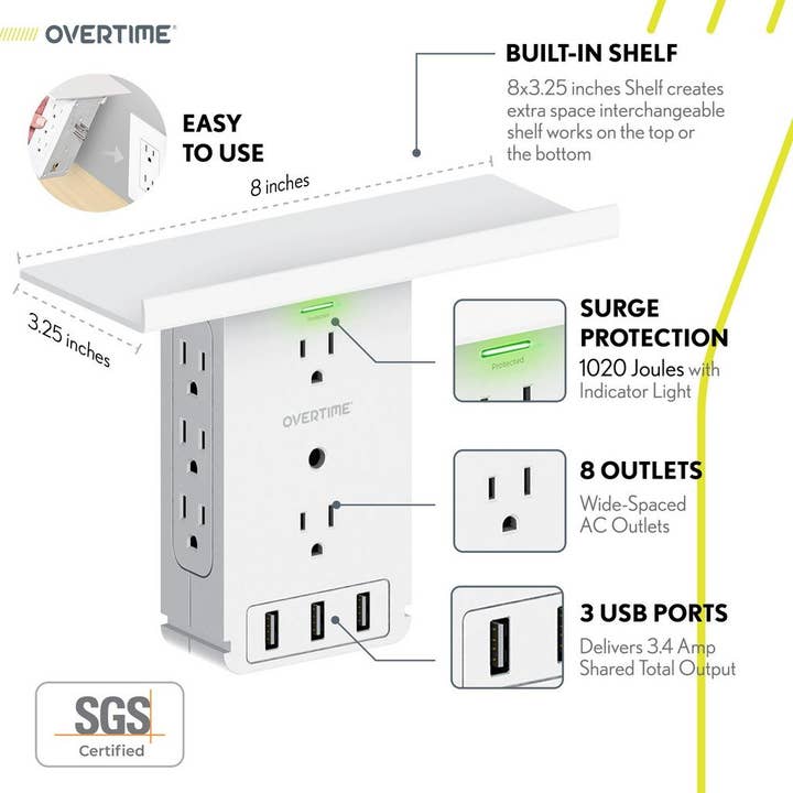 Overtime brands - Wholesale Charging dock - Outlet Shelf 11-Port Wall Charger and Surge Protector