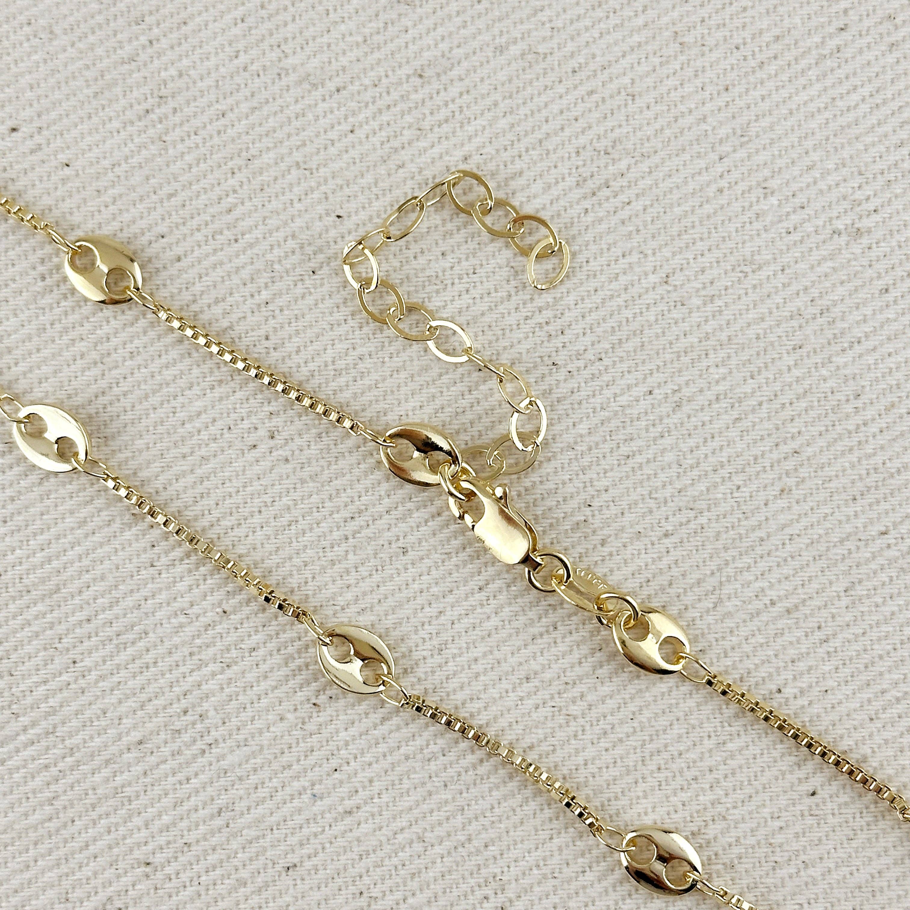 GoldFi - Wholesale Link & Chain Necklace - 18k Gold Filled Fancy Box Chain Necklace4