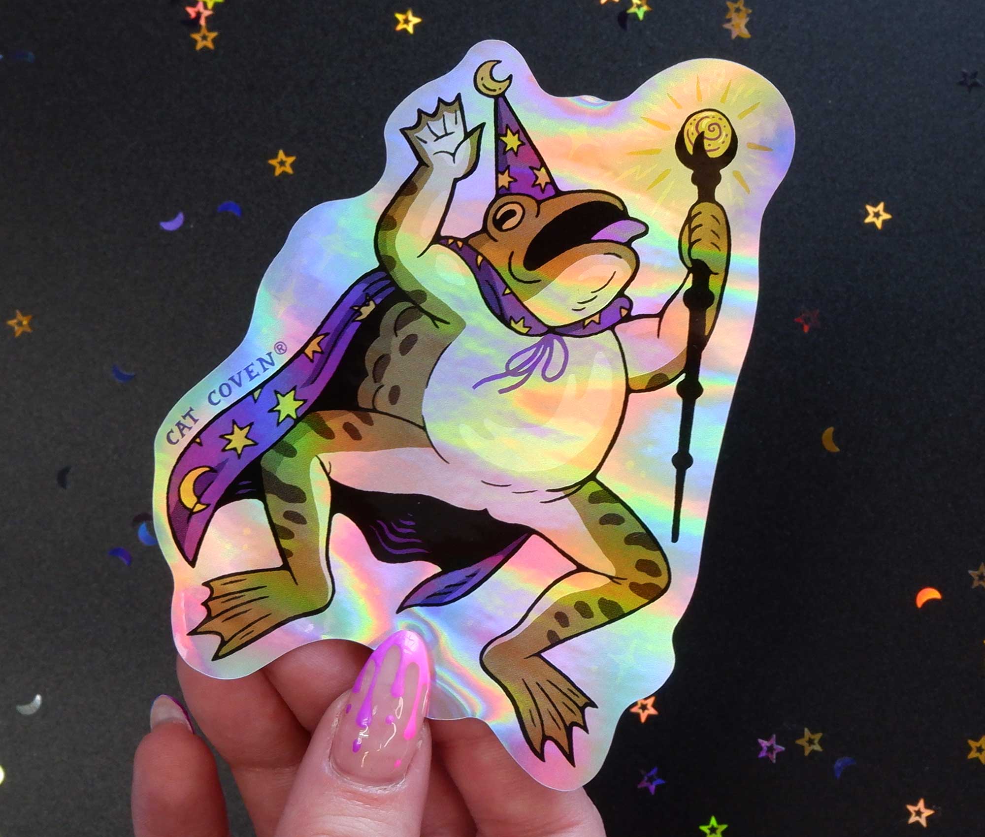 Cat Coven - Wholesale Sticker - Toad Wizard - Holographic Sticker4