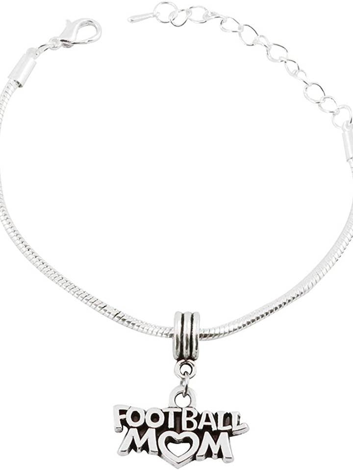 Emerald Park Jewelry Football Mom Snake Chain Charm Bracelet for wholesale by Dave The Bunny