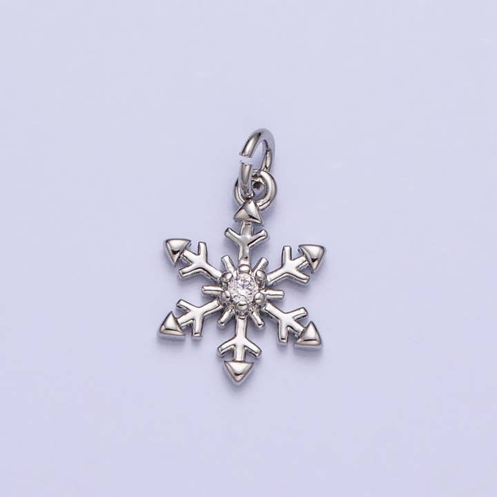 Aim Eternal - Wholesale Individual Charm/Pendant - Mini Gold plated Winter Cubic Snow Flake Charm Small Silver Snow Flake Pendant AC721 AC722