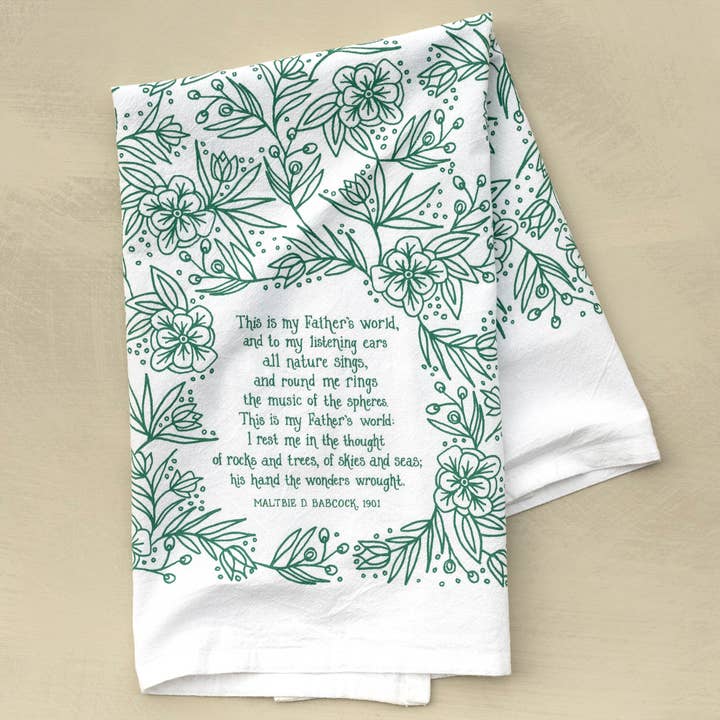 This Is My Father's World Hymn Tea Towel for wholesale by Little Things Studio