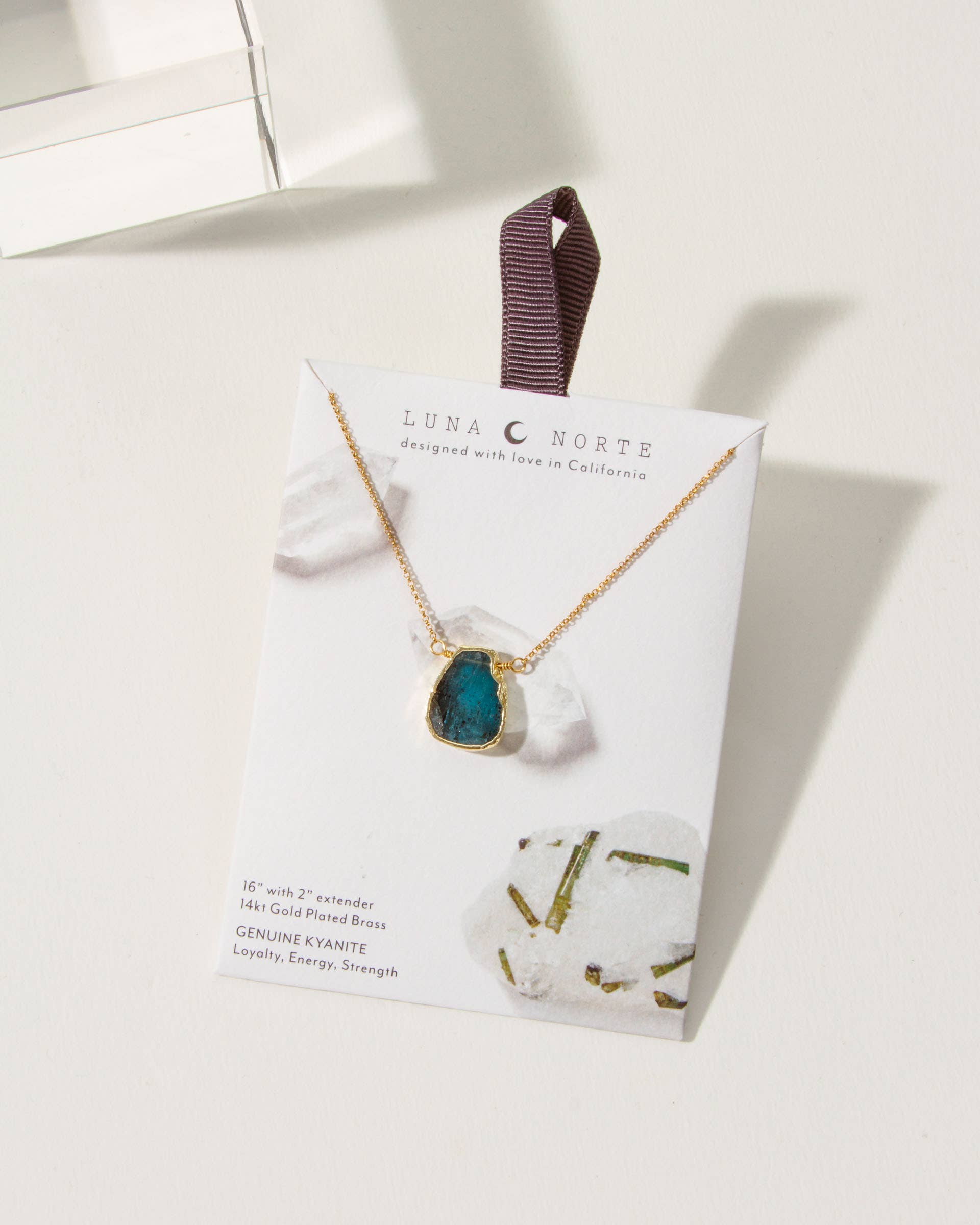 Luna Norte - Wholesale Pendant/Charm Necklace - Earth, Wind and Fire Genuine Stone Necklace Gold- Kyanite1