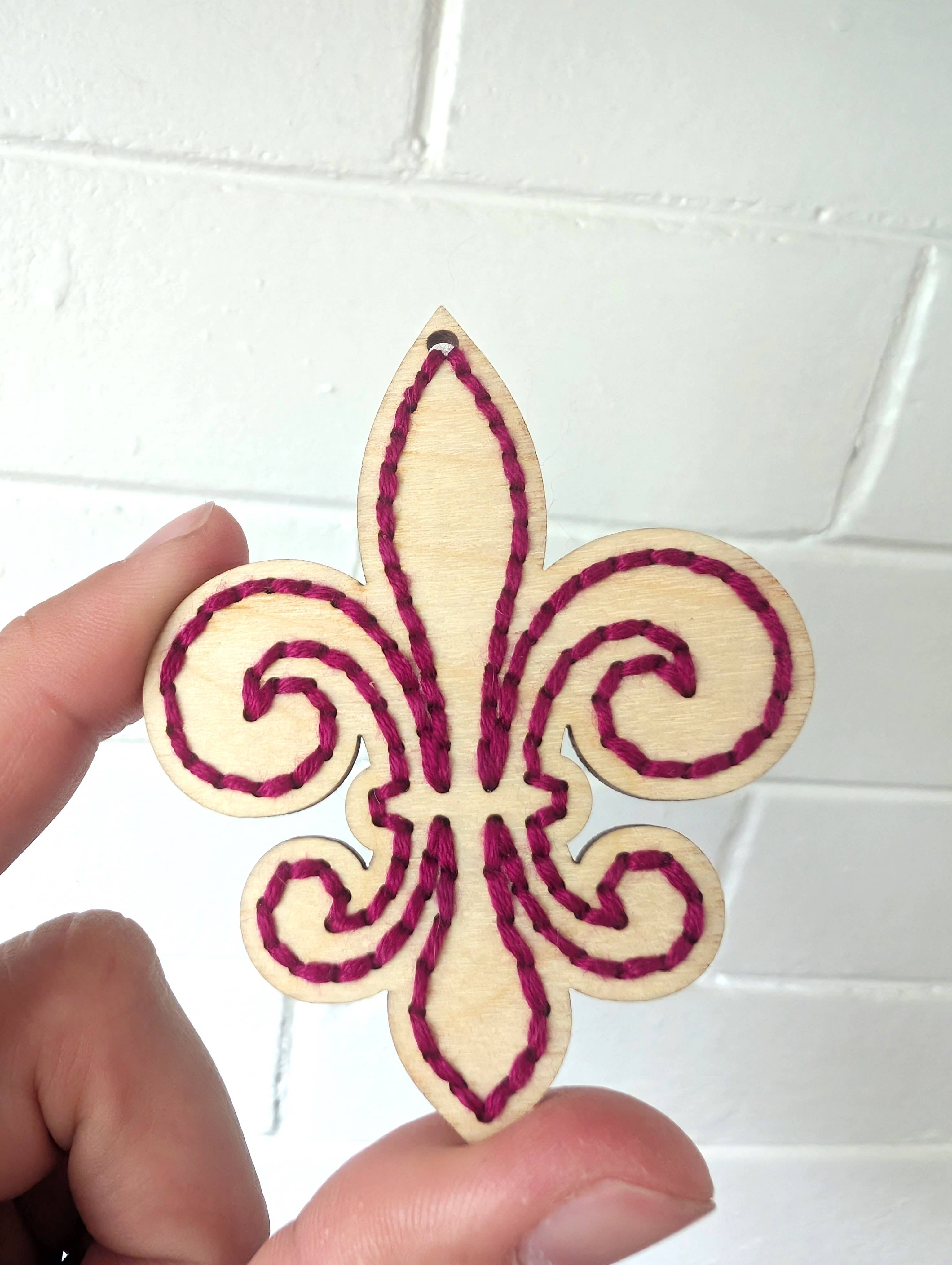 Rose and Peddle - Wholesale Ornament - Embroidered Fleur de Lis Ornament1