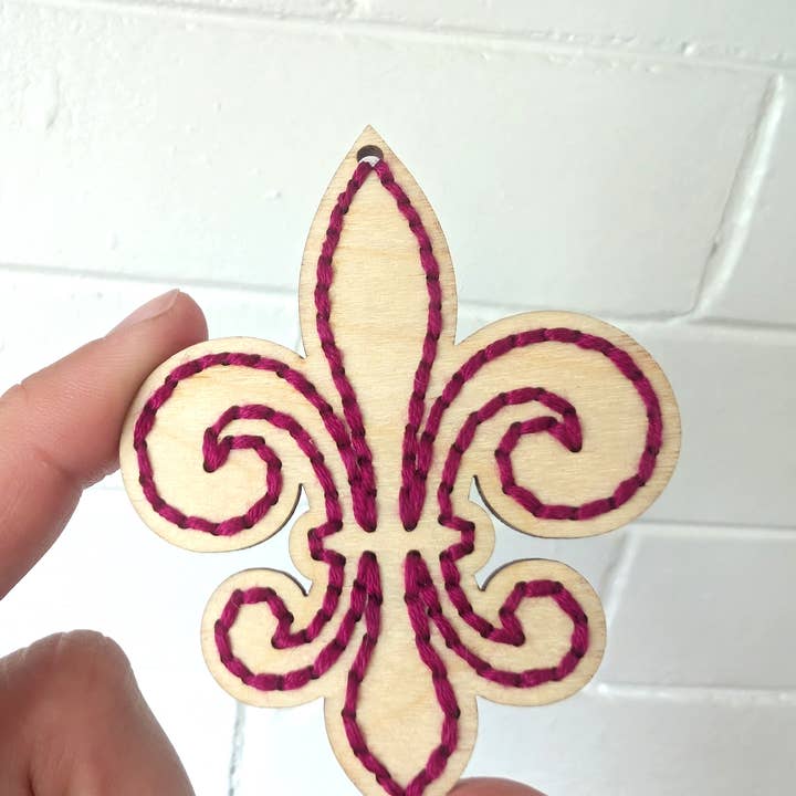 Rose and Peddle - Wholesale Ornament - Embroidered Fleur de Lis Ornament1