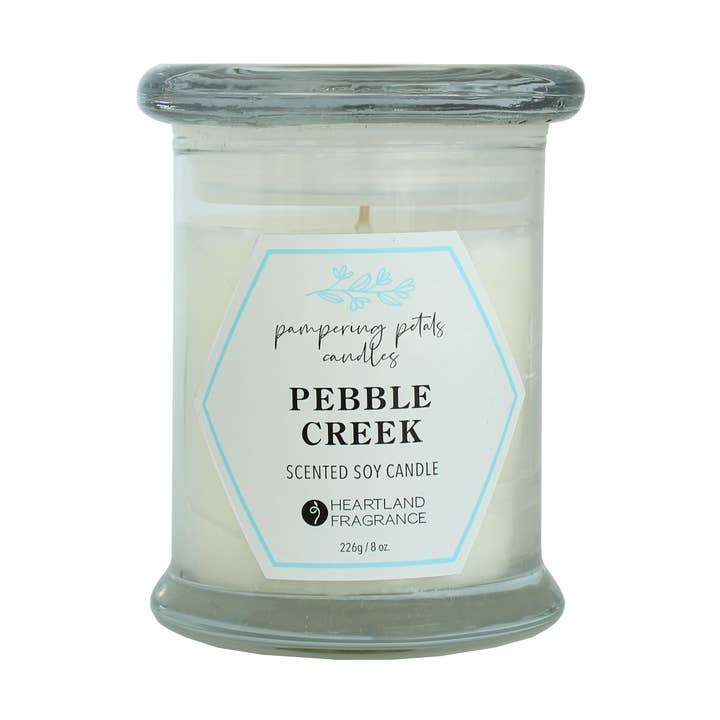 Heartland Fragrance - Wholesale Jar/filled candle - Pampering petals Pebble Creak soy candle0