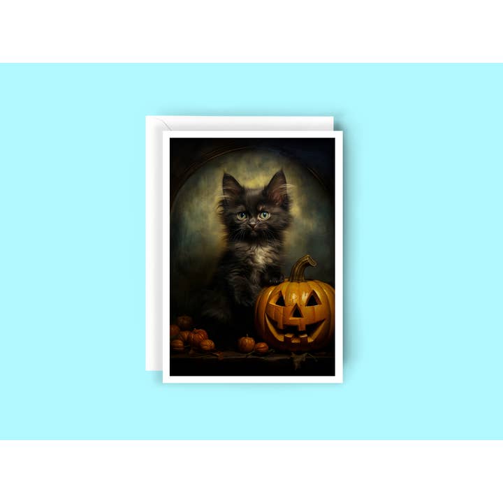 Salty Alyce – Großhandel Halloween-Karten – Schwarze Katze und Jack O' Lantern Pumpkin Blankokarte 28RD 3