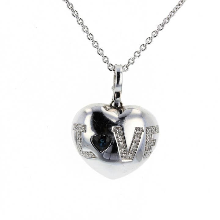 Diamond & Sapphire Heart Pendant for wholesale by NYMAN JEWELERS