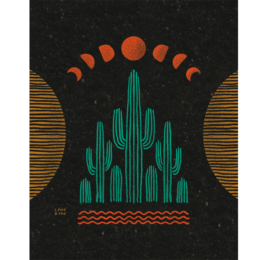 Land & She - Wholesale Art Print - Symmetrical Saguaros0