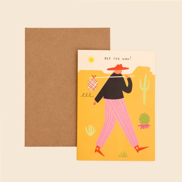 Little Black Cat Illustrated Goods - Wholesale Goodbye Card - Cowboy Bye For Now Card | Goodbye | Farewell Card | New Job