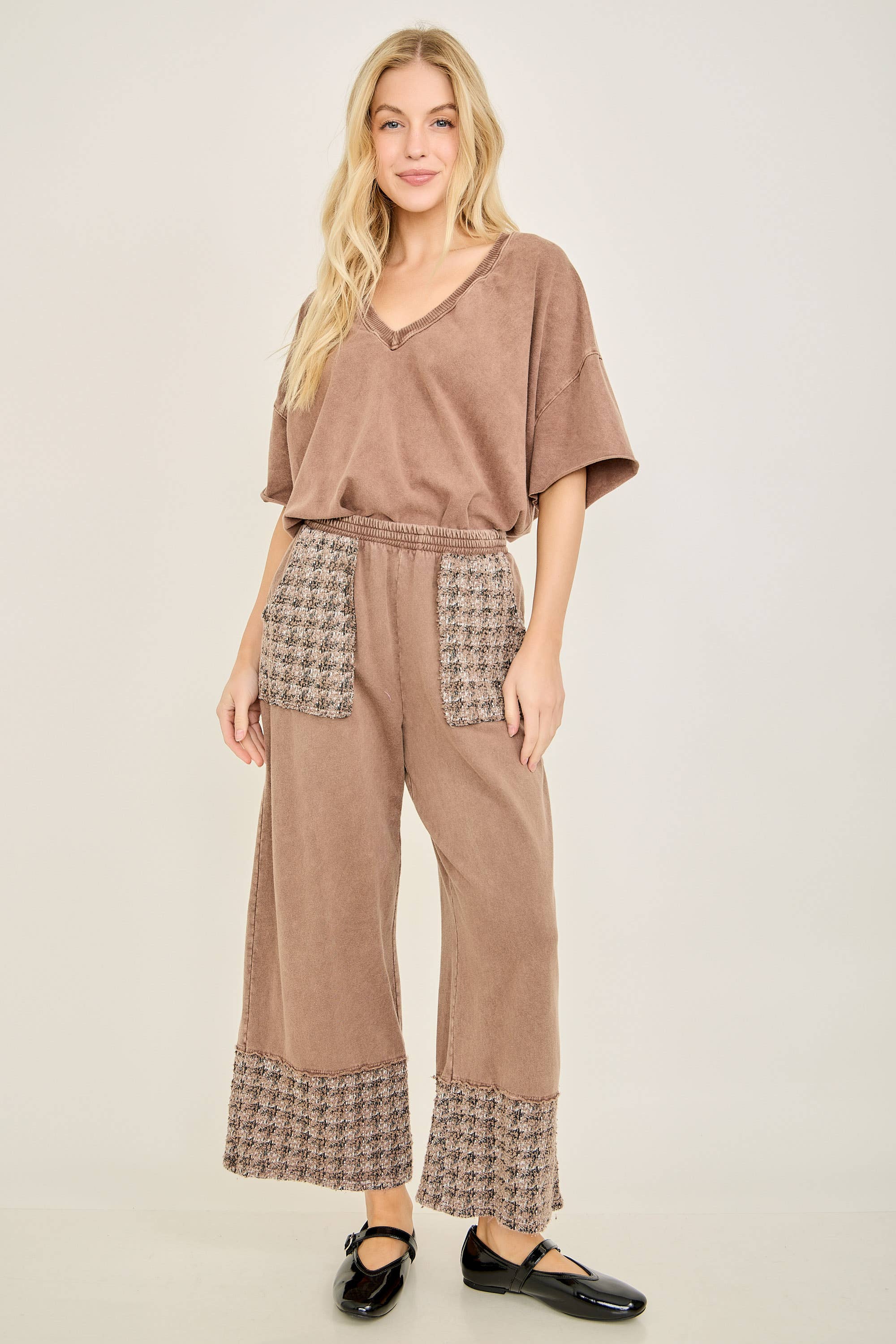 J.Her - Vente T-shirt – femme - T-shirt col en V MineralWash quotidien HT41662