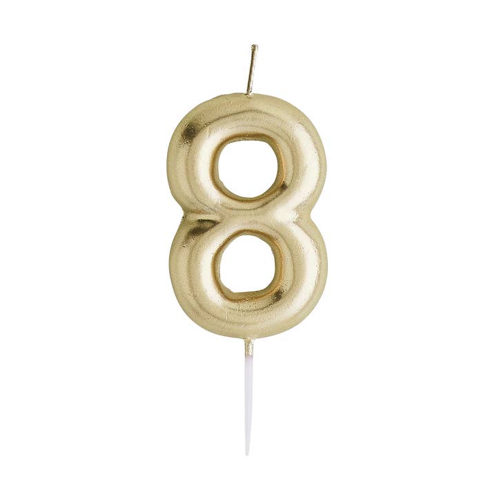 Gold Number '8' Candle for wholesale by Hootyballoo by Club Green