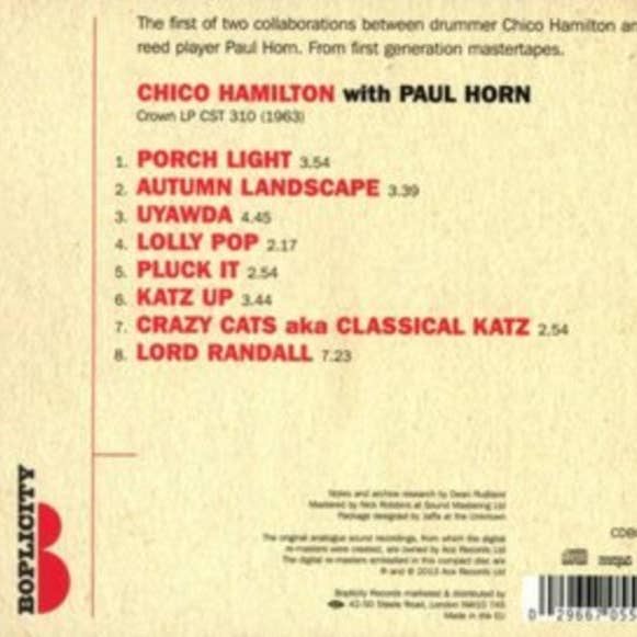 ROCK INDUSTRIES EUROPE LIMITED - Wholesale Music accessory - Chico Hamilton CD - With Paul Horn0