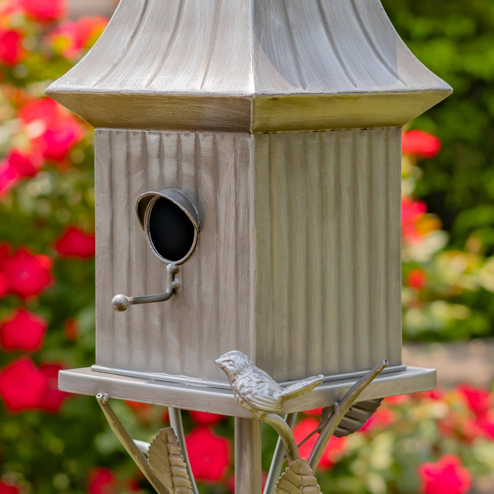 Zaer Ltd. International - Wholesale Bird House - 64.5" Tall Iron Birdhouse Stake "Ava"- 2 Color Options1