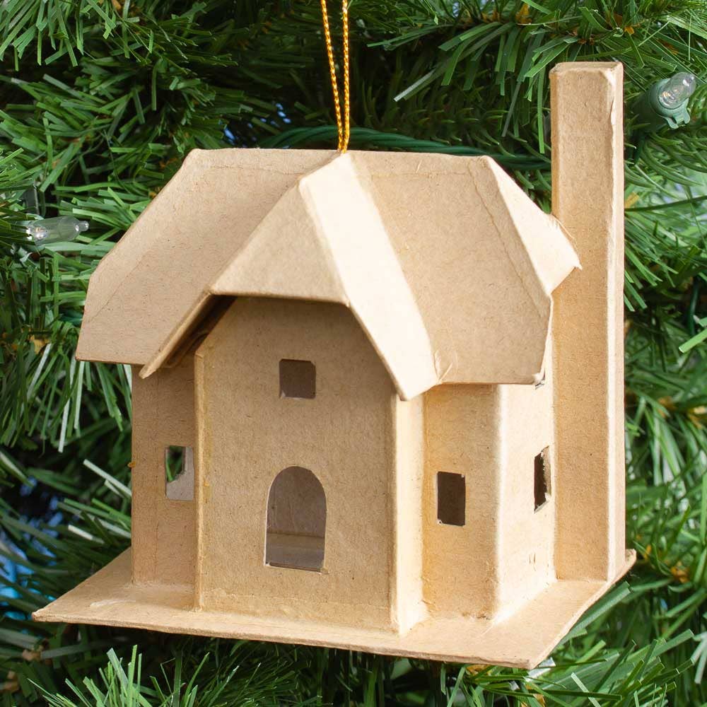 Factory Direct Craft - Wholesale Ornament - Premade Paper Mache House Ornament>Select Saltbox or Cottage4