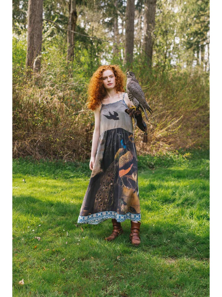 Market of Stars (USA) - Wholesale Dress - Women's - Wild Beauty Bohéme Long Slip Dress w/ Peacock Birds & Floral7