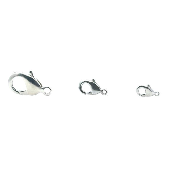 Purity Beads - Wholesale Clasp - Lobster Clasps | 6mm to 19mm | Gold Finish, Silver Plated and Gunmetal Lobster Claw Clasps | Smooth Clasps | Size: 9mm, 12mm, 15mm and 19mm.3