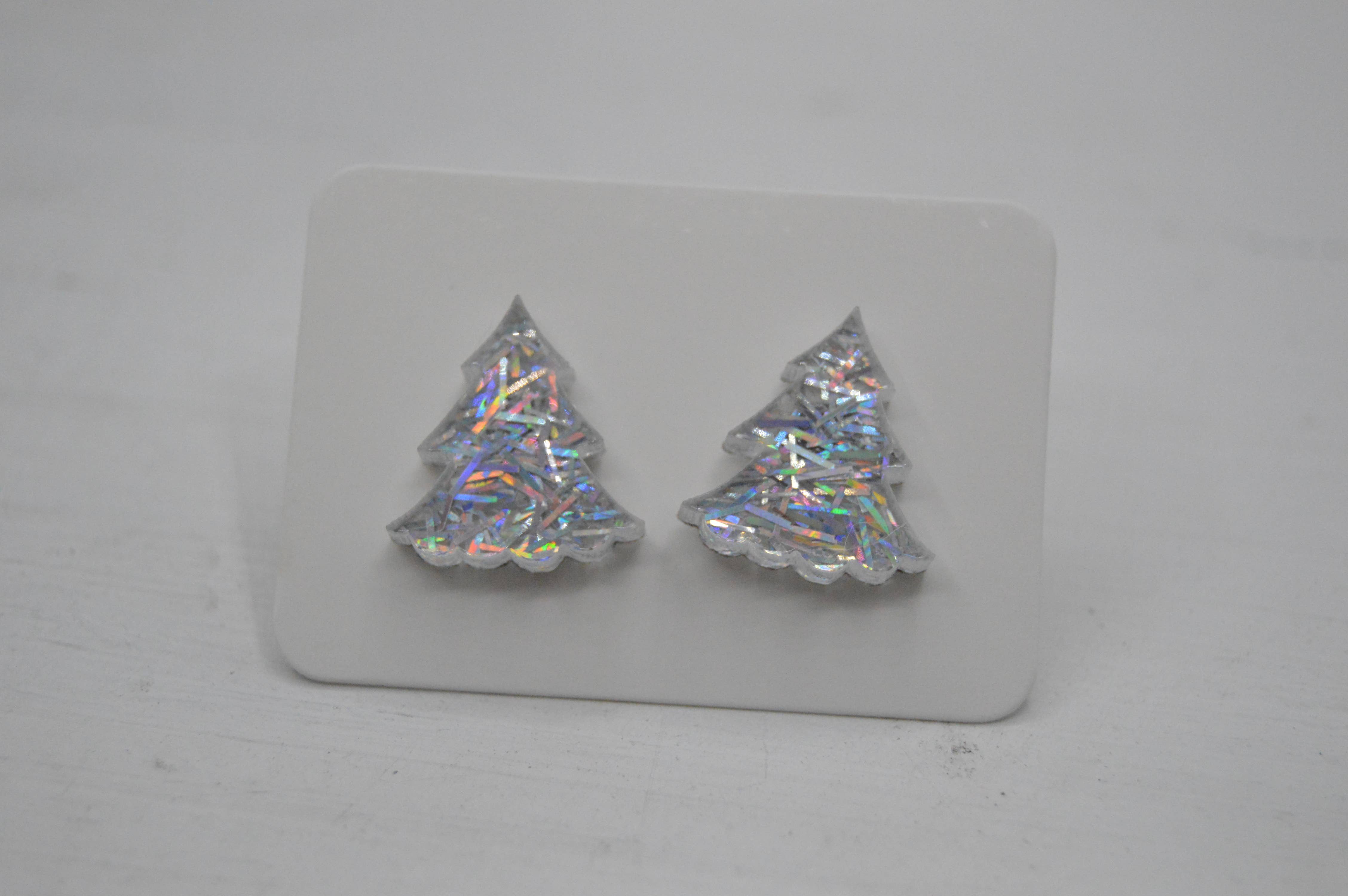 The Adorned Fox - Wholesale Dangle Earrings - Christmas Tree Acrylic Stud Earrings, Sparkly, Glitter, Bow 7