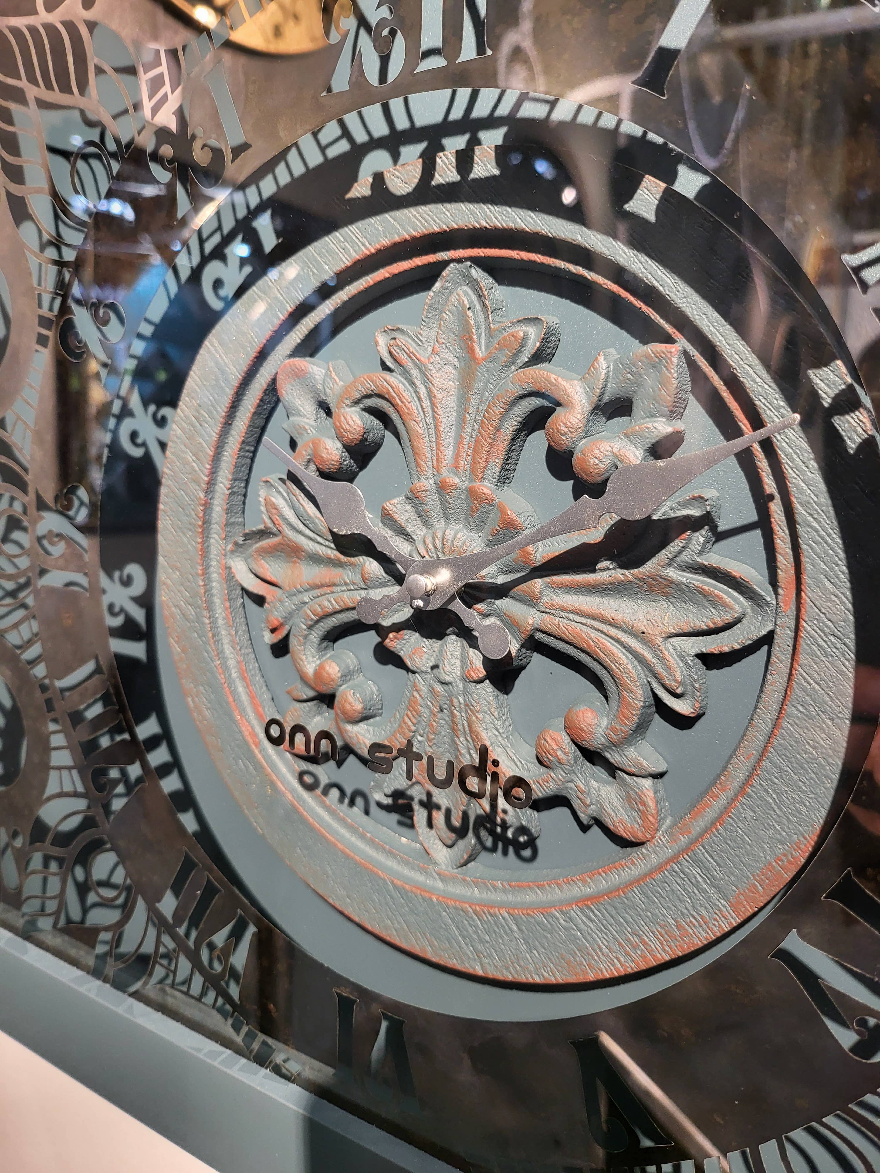 Onn Studio By Merit Home - Vente Horloges murales - Onn Studio Teal Square Patine miroir surdimensionné fait main7