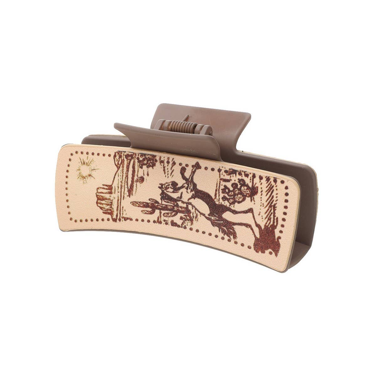 ACCITY - Wholesale Hair Clip - Women's - Cactus Print Leather Hair Claw Clip, Western Style_CWAHA06061