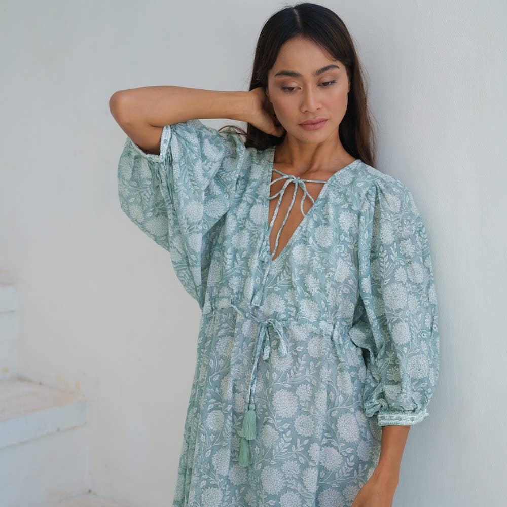 The Fox and The Mermaid - Wholesale Dress - Women's - Block Printed Drawstring Cotton Dress (Indra)6